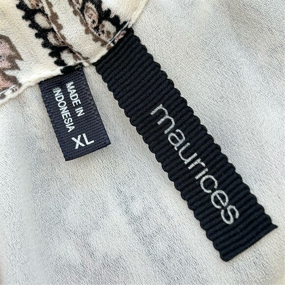 maurices Tank Top Womens XL Ivory Floral Border Print Swing Cami Boho - Picture 3 of 10